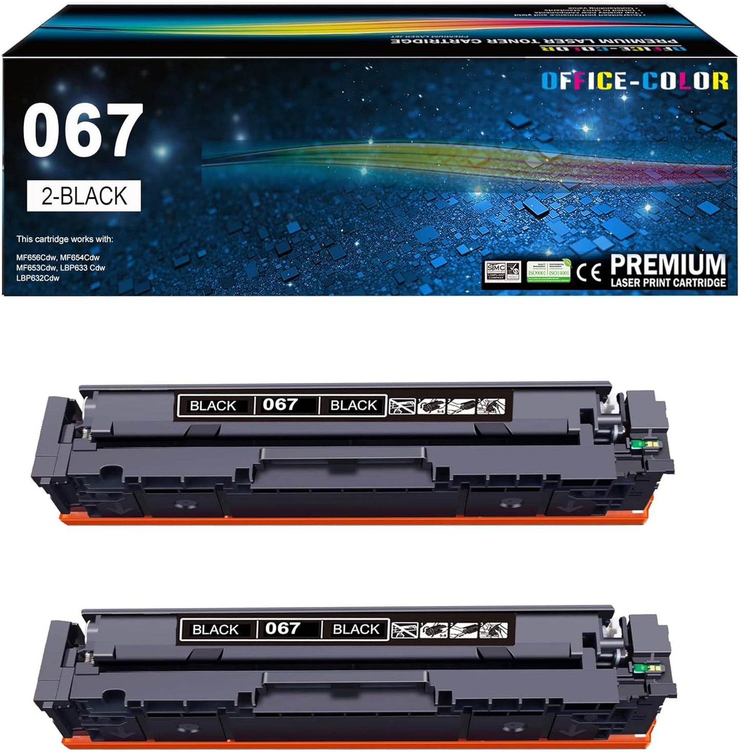 067 Black Toner Cartridge Replacement for Canon 067 067H CRG-067 to use with Canon Color ImageCLASS LBP632Cdw MF656CDW MF652Cw MF654CDW MF653Cdw MF651CW LBP631CW LBP633CDW Printer Ink (2 Pack )