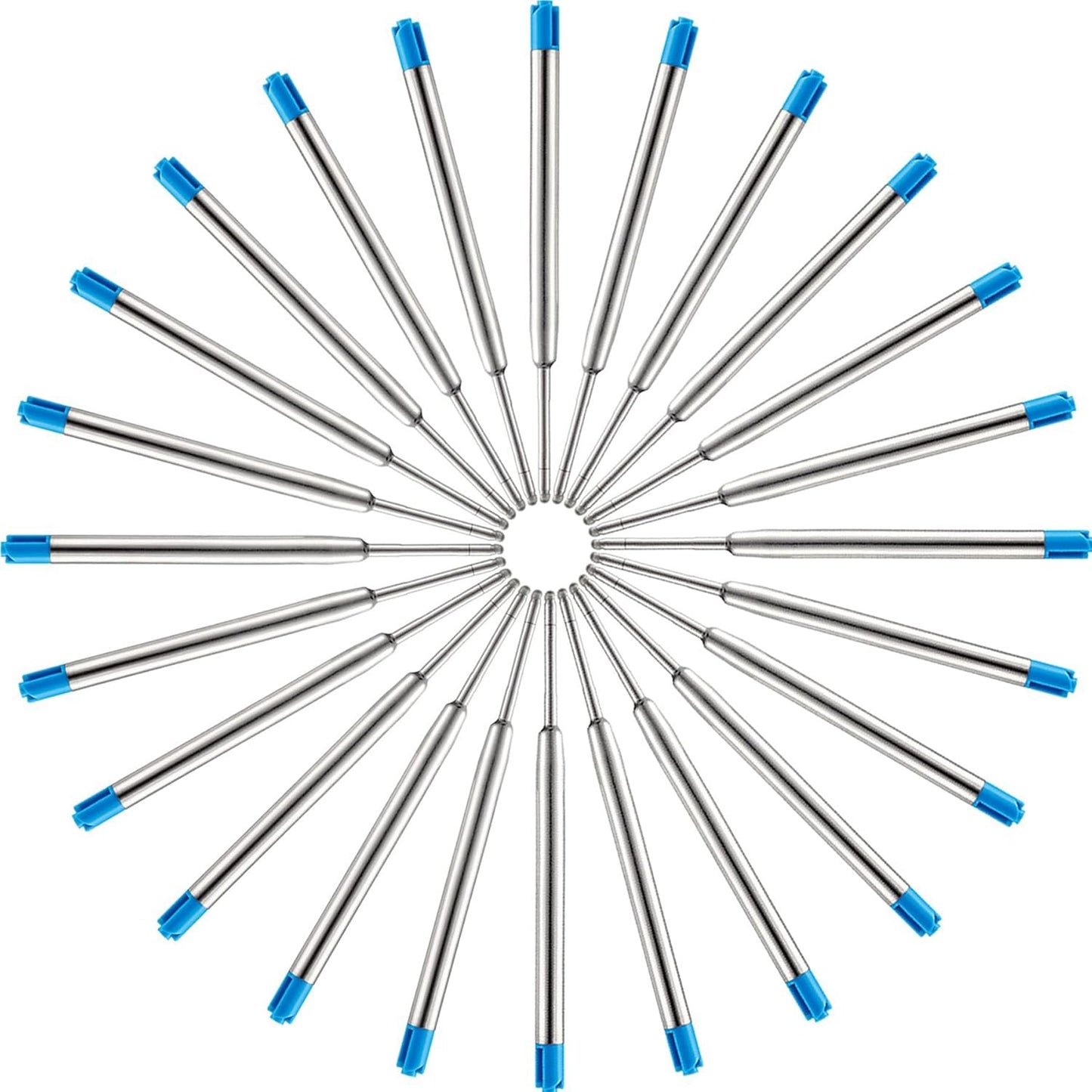 DunBong Blue Ink Refill Pack of 5, Replaceable Ballpoint Pen Refills, Medium Point Metal Refill (Blue)