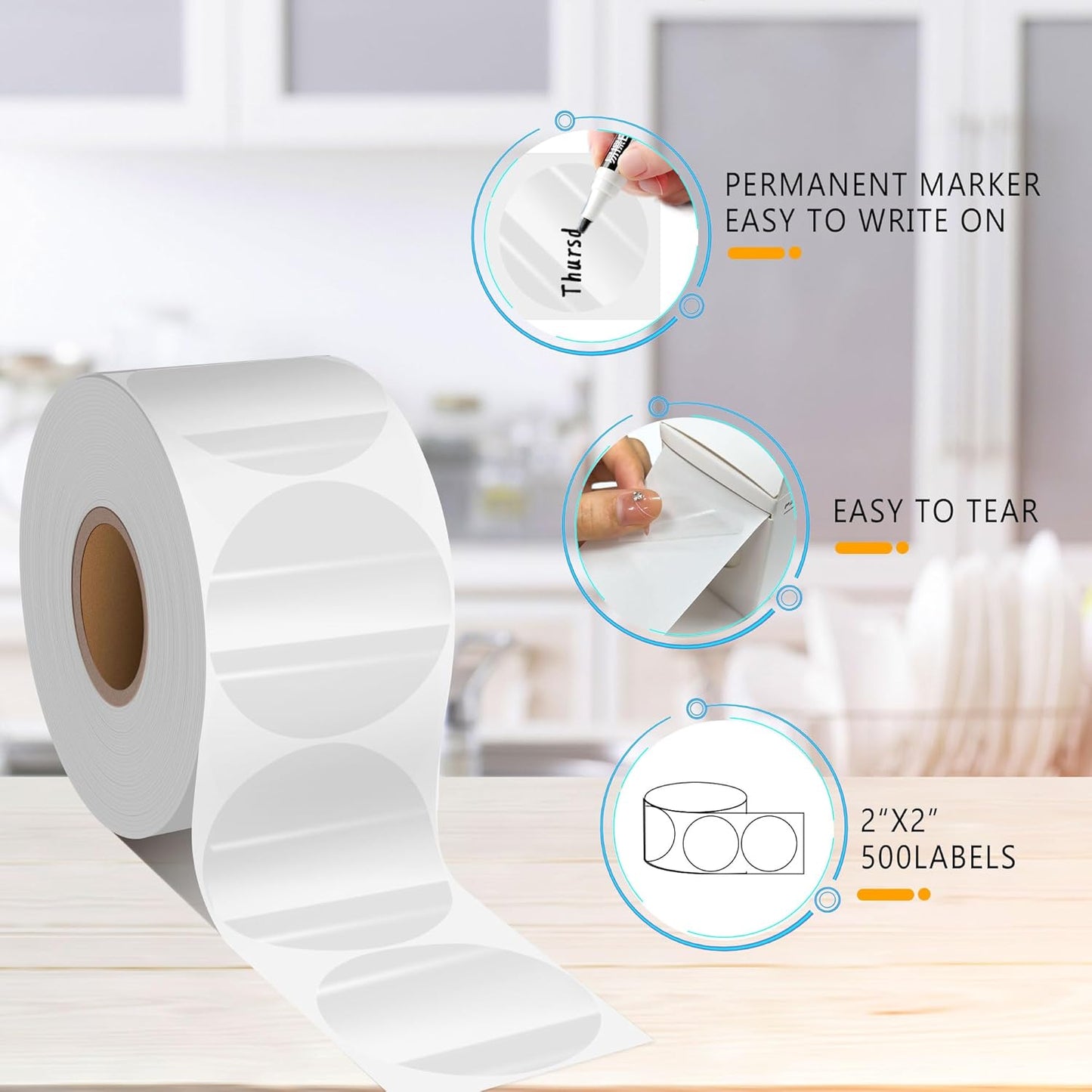 PARLAIM 2 inch Round Clear Circle Dot Sticker, 500pcs Transparent Adhesive Label for Envelope, Cosmetic Box, Gift Bag, Translucent Wafer Package Seals