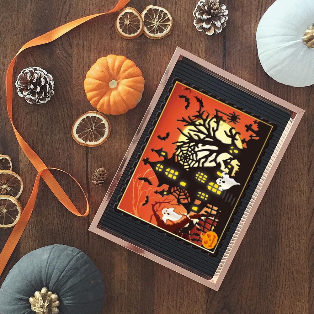 GLOBLELAND Halloween Haunted House Cutting Dies for Card Making Witch Cat Ghost Bat Cut Die for DIY Scrapbooking Journal Embossing Paper Craft Decor
