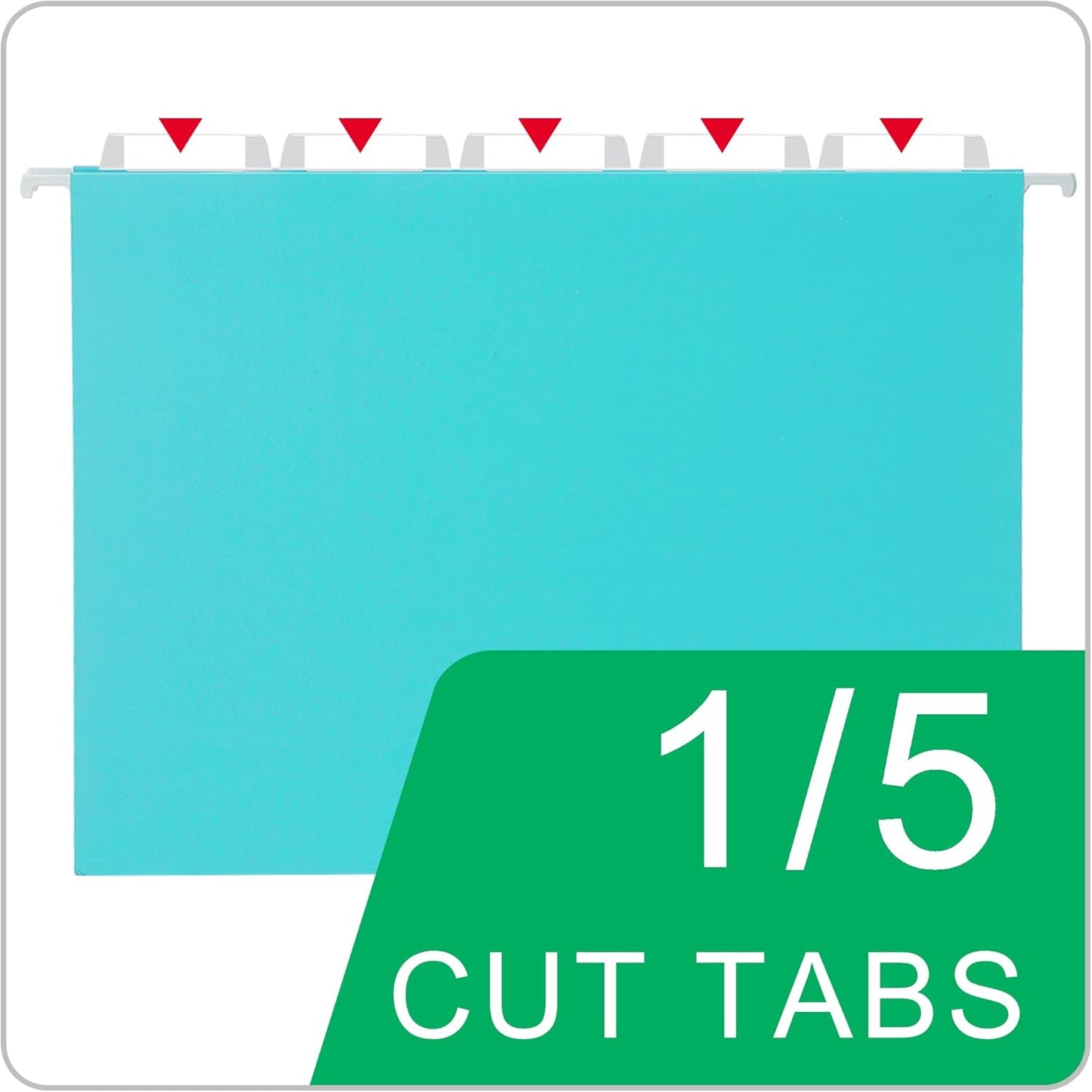 Cyan Blue Hanging File Folders,25 Packs Letter Size File Folder,Designed for Bulky Files,Filing Cabinet,1/5 Adjustable Tabs for Office,School,Home