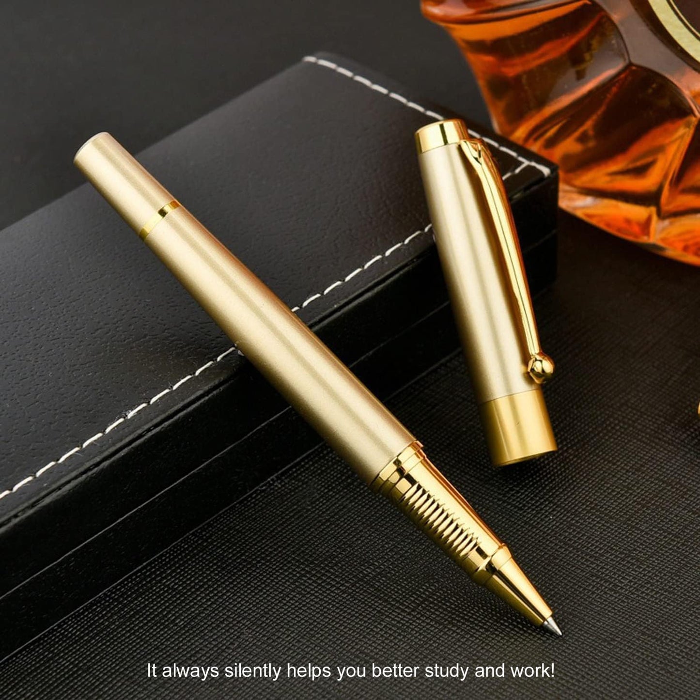YIVONKA Ballpoint Pen Black Refill,Luxury Ballpoint Line width 0.5mm,Best Ball Pen Gift Set for Men & Women Professional Executive,Office,Nice BallPens Classy Gift Box (Gold)