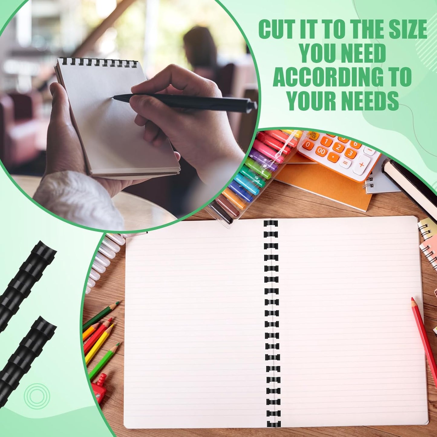 Maitys 300 Pcs Plastic Binding Combs Bulk 19 Ring Comb Spines Letter Size Spiral Binding for Notebook Calendar Picture(5/8 Inch,Black)