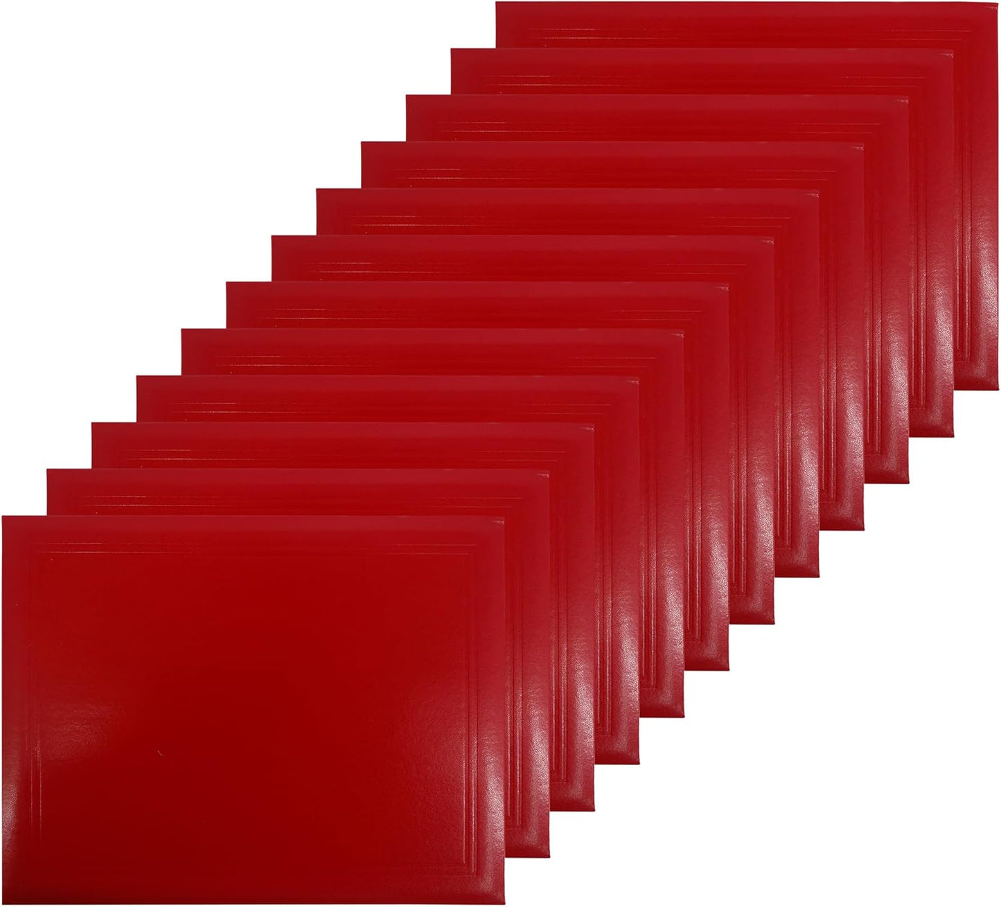 GraduationMall 8.5"x11" Smooth Padded Diploma Cover Certificate Holder Red,12-Packs
