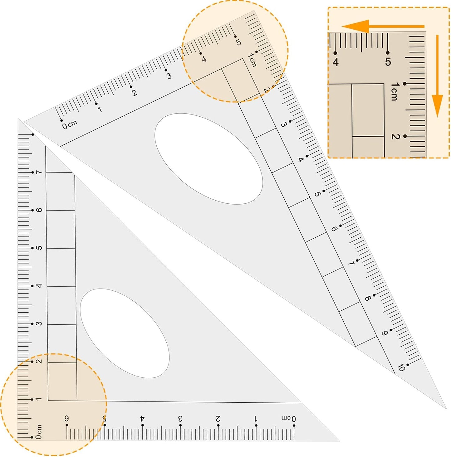 Maths Compasses for Geometry Student Drafting Compass Set Starter Kit with Protractor, Set Squares with Case for School Maths Study, Orange