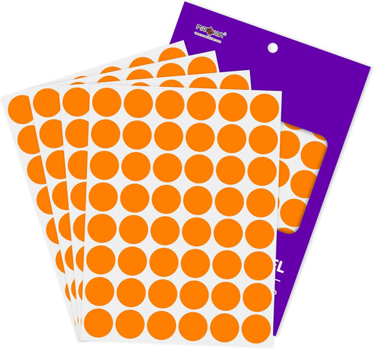 PARLAIM 1 inch Round Orange Dot Sticker,720PCS Permanent Adhesive Color Code Circle Sticker Labels for Office Classroom Garage Sale