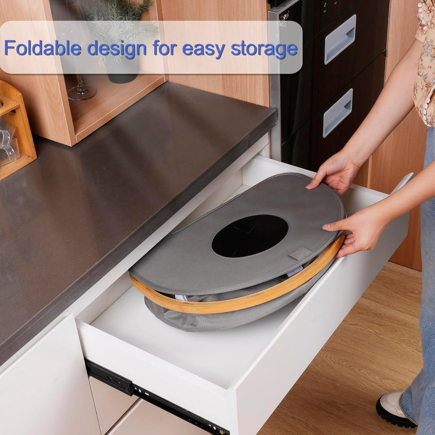 efluky Recycling Bin for Kitchen 100L, 26 Gallon Recycle Bins for Indoor Outdoor Home Use with 2 Removeable and Reusable Inner Bags, Tall Recycle bin for Bottle Can Plastice Stickers (Grey)