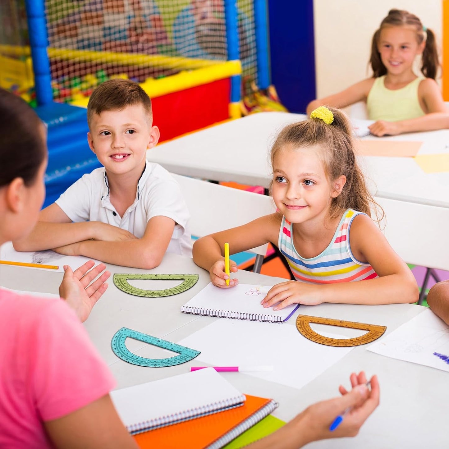 36 Pcs of Colorful Plastic Protractors 180 Degrees 6 Inches Mathematical Protractor Translucent Geometric for Learn Office Measurement Drawing