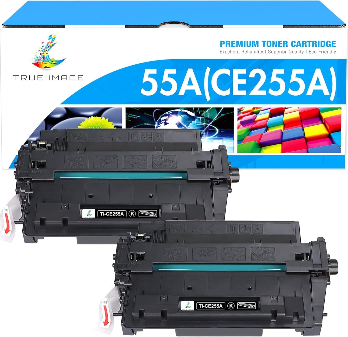 P3015 55A Black Toner Cartridge CE255A 2-Pack Compatible Replacement for HP 55A 55X CE255A CE255X for HP Laserjet P3015 P3015dn P3015x Pro 500 MFP M521dn M521dw M521 M525 Printer Ink