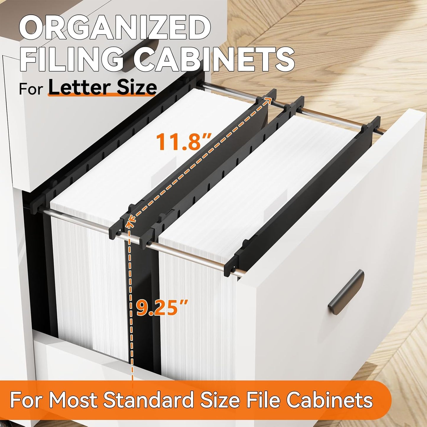 Plastic Hanging File Folder Letter Size,Heavy Duty 3“Expanding Reinforced Black Large Hanging Folders,Insert Gasket,Adjustable Tabs,Filing Cabinet Folder for Office/School/Home,12 Pack