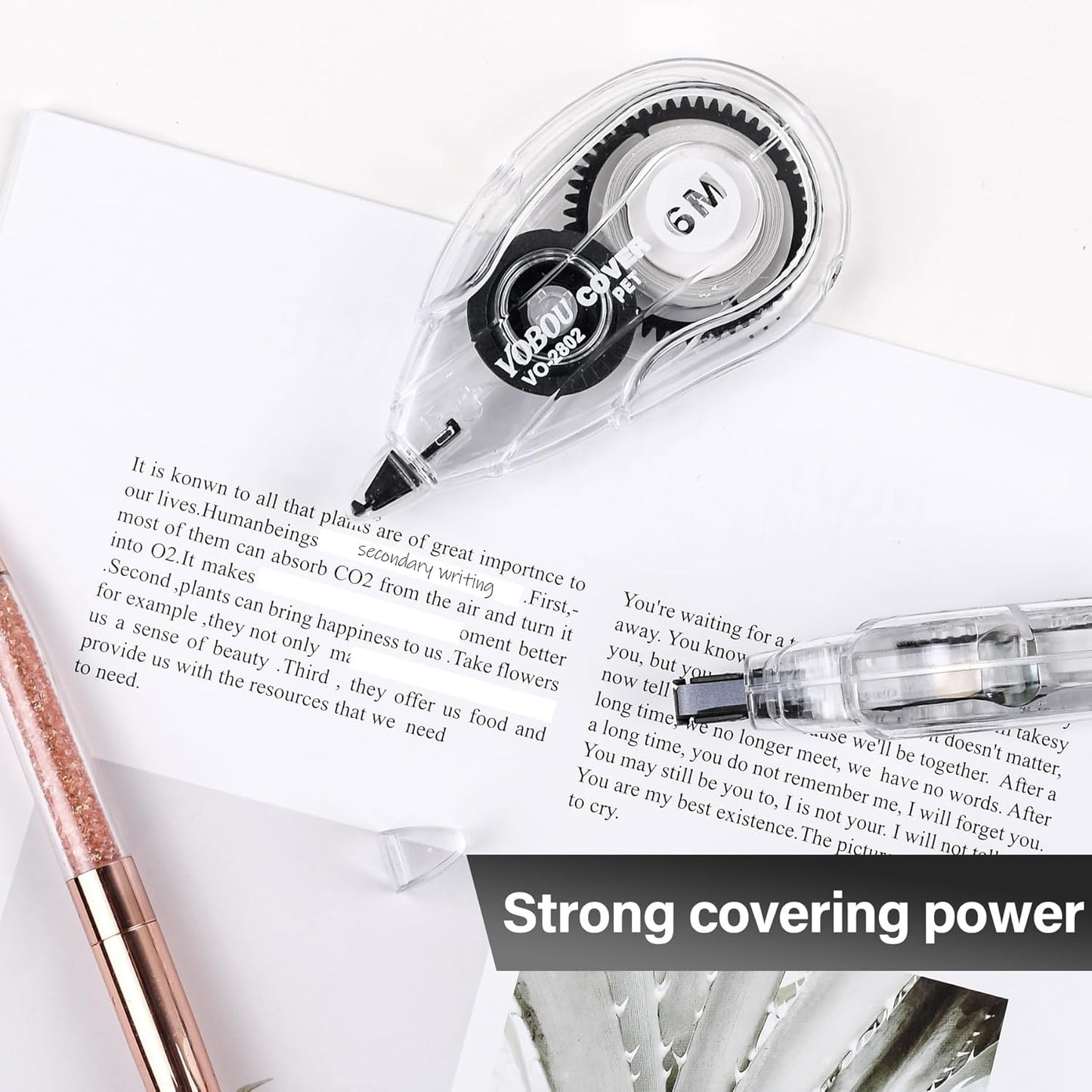 Correction Tape Dispenser, Easy To Use Applicator for Instant Corrections, For school, Office (White, 12pack, 6M/256, Tape Width 0.2in)