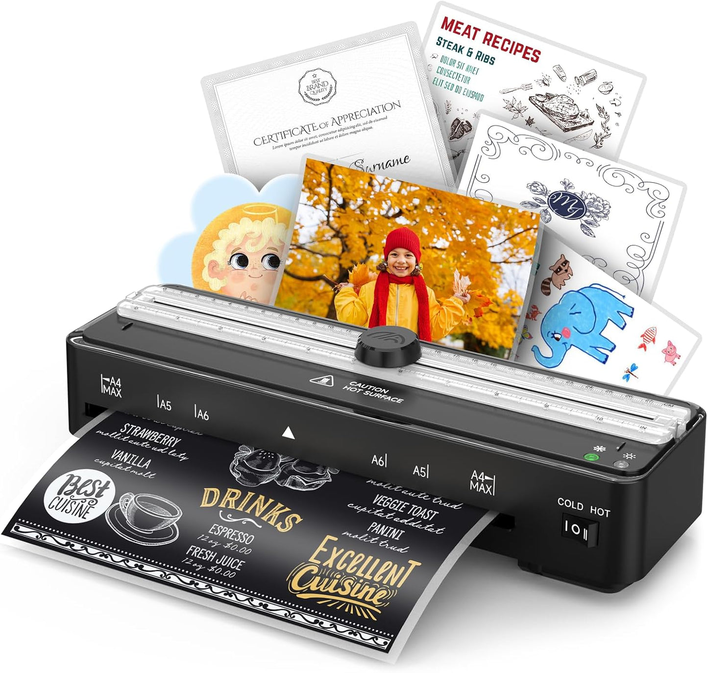 Kejector Laminator Machine, 9 Inch with 20 A4 Sheets Thermal and Cold Lamination Built in Cutter Quick Warm Up for Home Office School