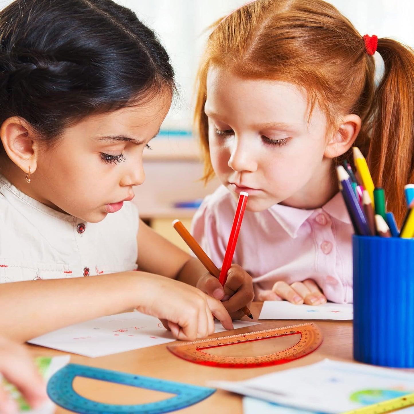 Zonon 12 Pieces Protractors Bulk Plastic 180 Degrees 6 Inch Translucent Protractors for Geometry, Angle Measurement, Students School Supplies