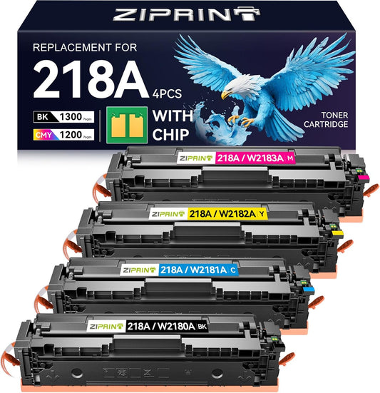 218A Toner Cartridges 4 Pack with Chip - 3301fdw Compatible Replacement for HP 218X 218A Color Laserjet Pro MFP 3301fdw 3301sdw 3201dw 3301cdw Printer High Yield W2180A (Black Yellow Magenta Cyan)