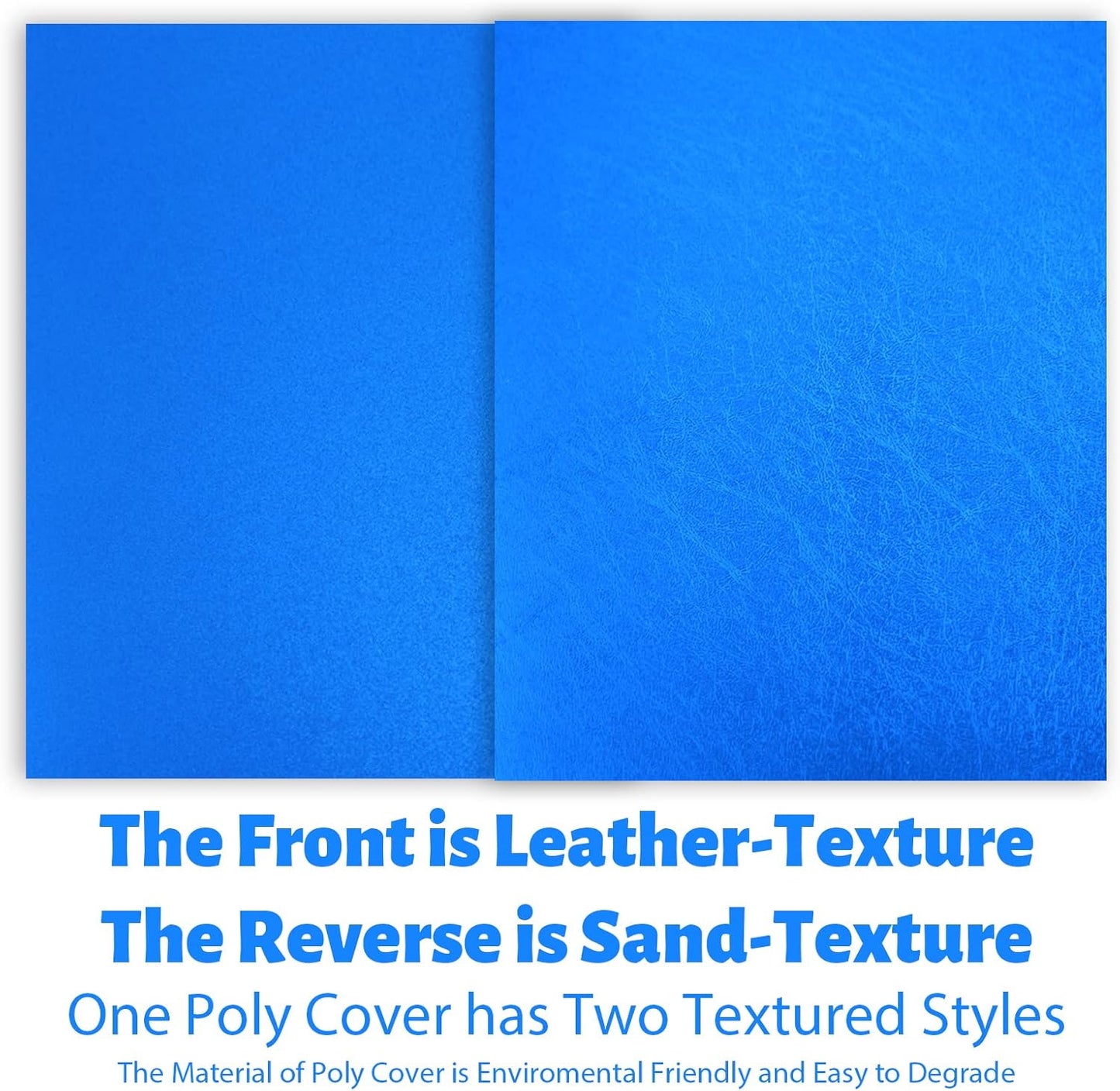 Binditek 50 Pack 16 Mil Leather Textured Polycovers - Binding Presentation Covers for Business Reports and Proposals 8-1/2 x 11 Inches, Blue Color, for Students and Coworkers