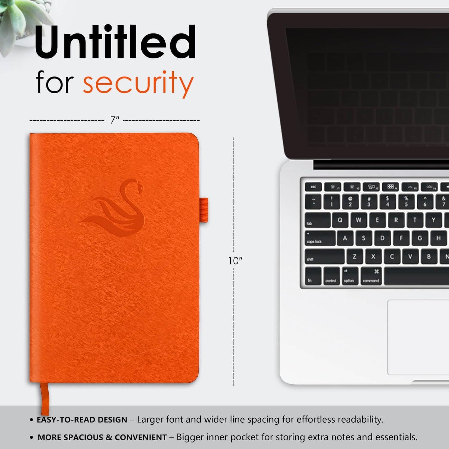 Elegant Password Book with Alphabetical Tabs - Hardcover Password Book for Internet Website Address Login - 7" x 10" Password Keeper and Organizer w/Notes Section & Back Pocket (Orange)