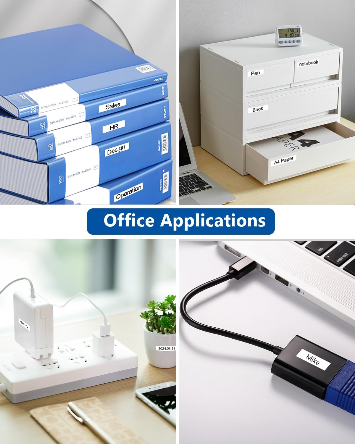 6-Pack TZe 12mm 0.47 Laminated Multi Color Compatible for P Touch Label Tape TZ TZe-231 131 431 531 631 for PTouch PT-H110 D210 D220 PT-H103W, Clear/White/Red/Blue/Yellow/Green