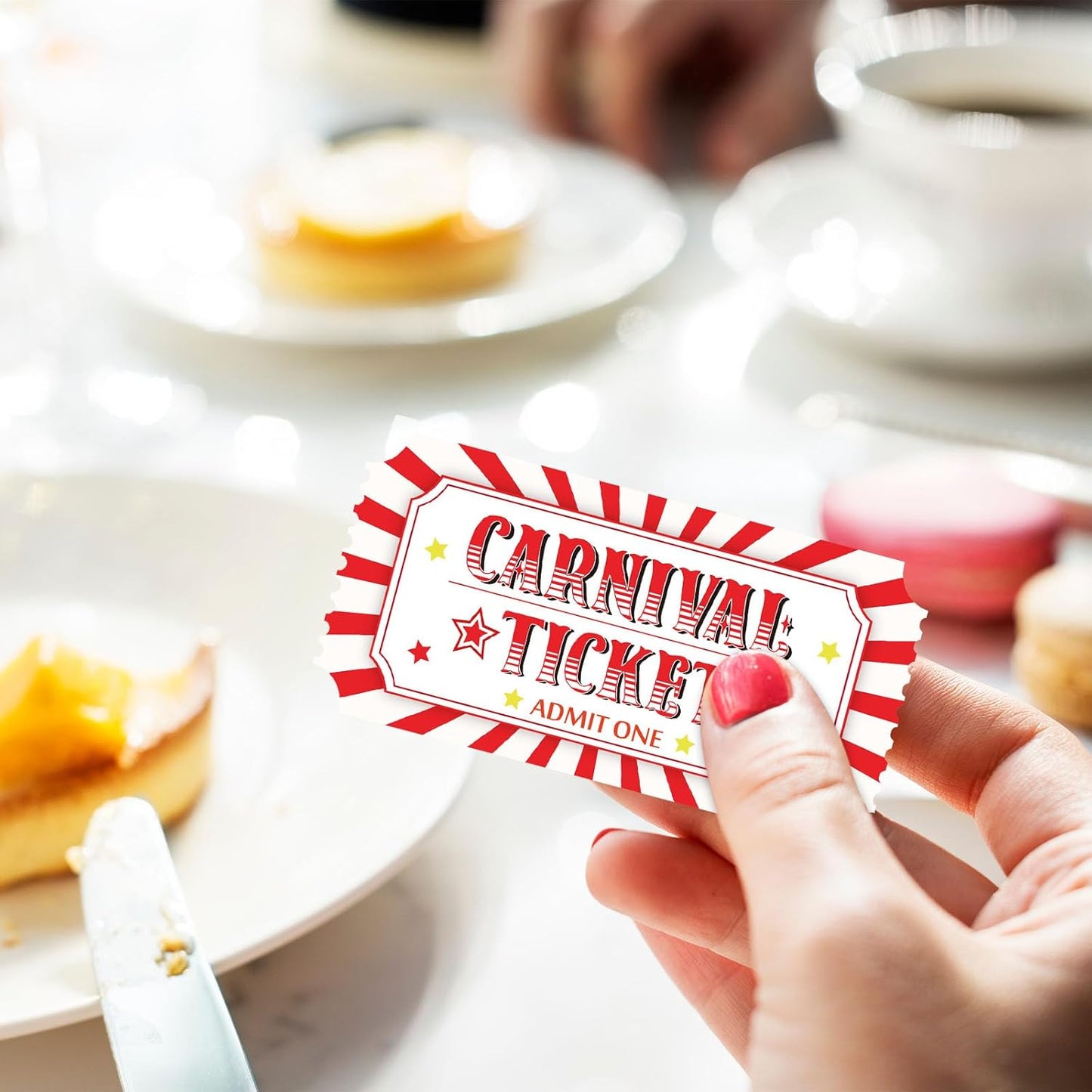 1000 Pcs Carnival Tickets Carnival Theme Party Decorations Circus Red White Color Raffle Tickets Roll Party Ticket for Events Carnival Favors Supplies