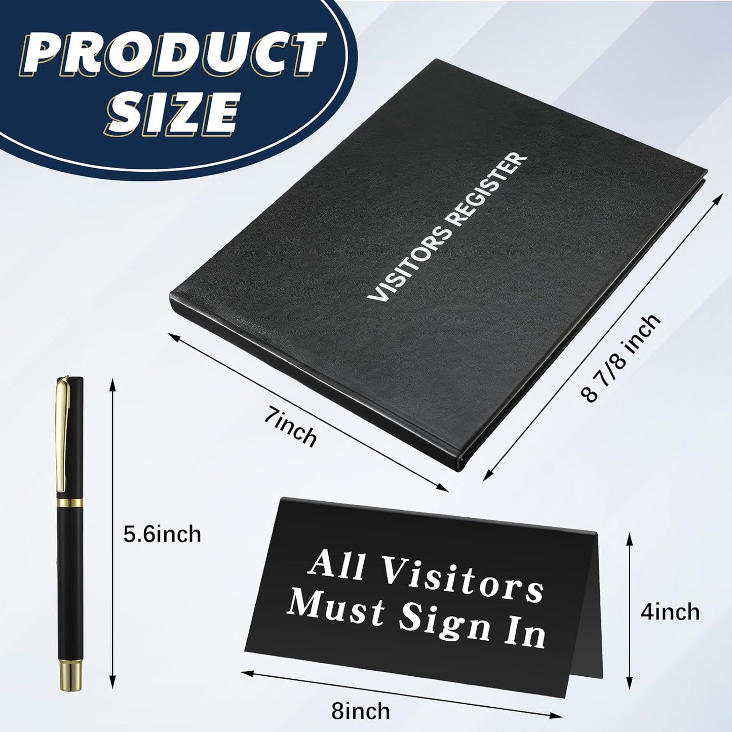 3 Pcs Visitor Log Book Set 120 Pages 8 7/8" x 7" Visitor Register Book Must Sign in Black Pens for Office Visiting Desk Wedding Reception and Events Reception Supplies