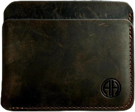 ZeroFold Slim Credit Card Holder – Men's Minimalist Handmade Full Grain Leather Wallet, Hand-Burnished & Oiled Finish, Super slim & Holds up to 8 Cards