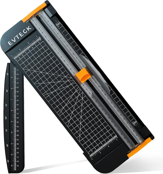 Evteck Paper Cutter 12 Inch Paper Trimmer Slider Crafting Scrapbooking Supplies for A4 Vinyl Photo Cardstock with Security Blade and Foldable Ruler