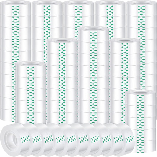 Pasimy 96 Rolls Clear Tape Bulk Strong Sticky Transparent Tape Refills for Dispenser, Office, Home, School, Wall, Carpet, 3/4 x 1000 Inches(Green)