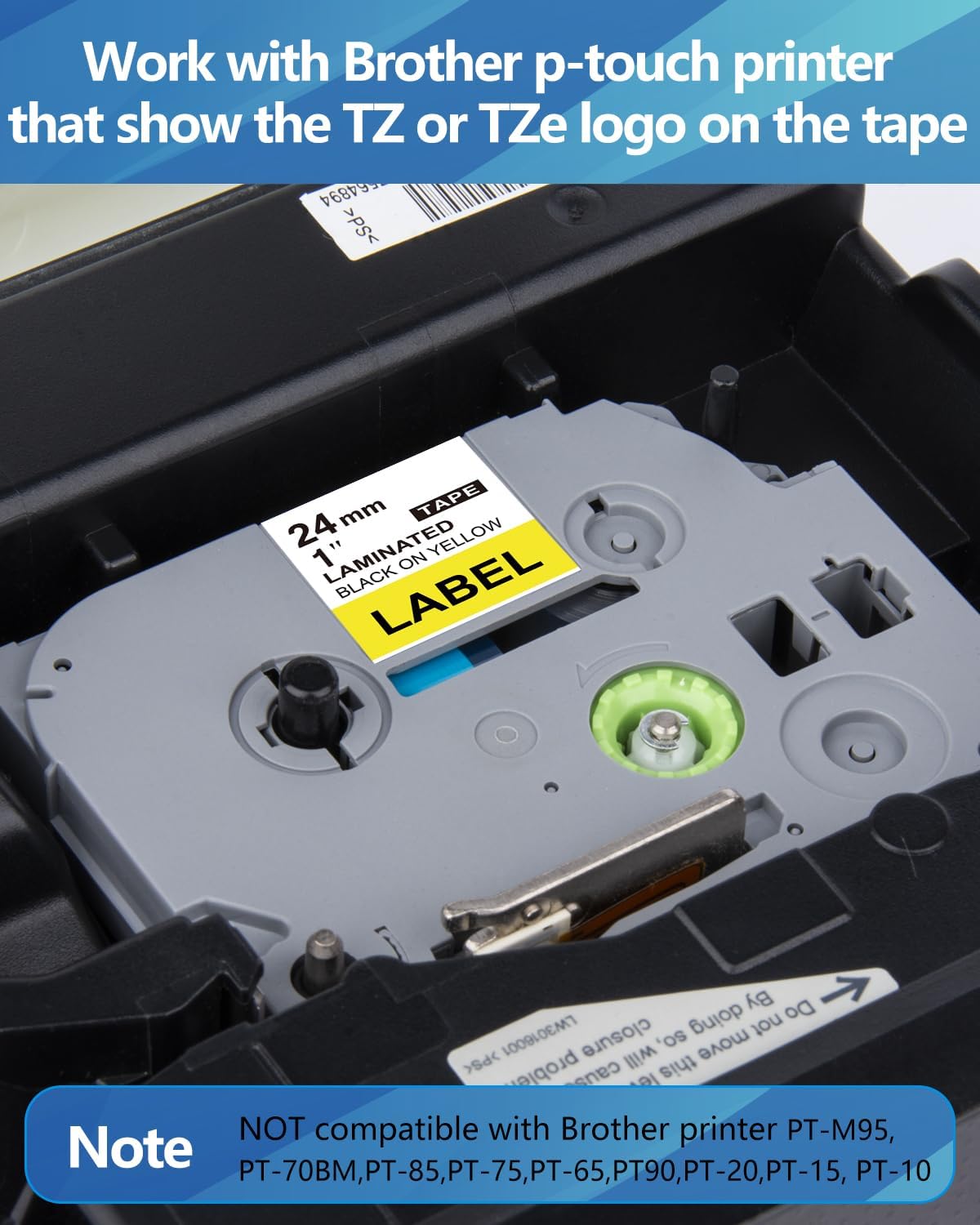 Weemay 3 Pack TZe651 24mm Black on Yellow Label Tape Compatible with Brother P-Touch Label Maker Tape TZe-651 TZe 651 TZ-651 TZ651 for PT-E500 PT-D600 PT-P750W PT-P900W Printer, 1 in x 26.2 ft