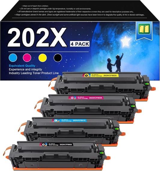 202X Toner Cartridges (with Chip) - High Yield Replacement for HP 202X Toner Cartridges CF500X 202A CF500A Works for HP Color Laserjet Pro MFP M281fdw M281cdw M281fdn M254dw M254dn Printer (4 Pack)