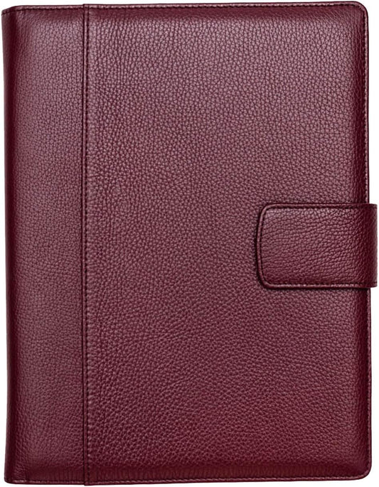 Maruse Italian Leather Executive Padfolio, Folder Organizer with Magnetic Closure and Writing Pad, Handmade in Italy, Wine