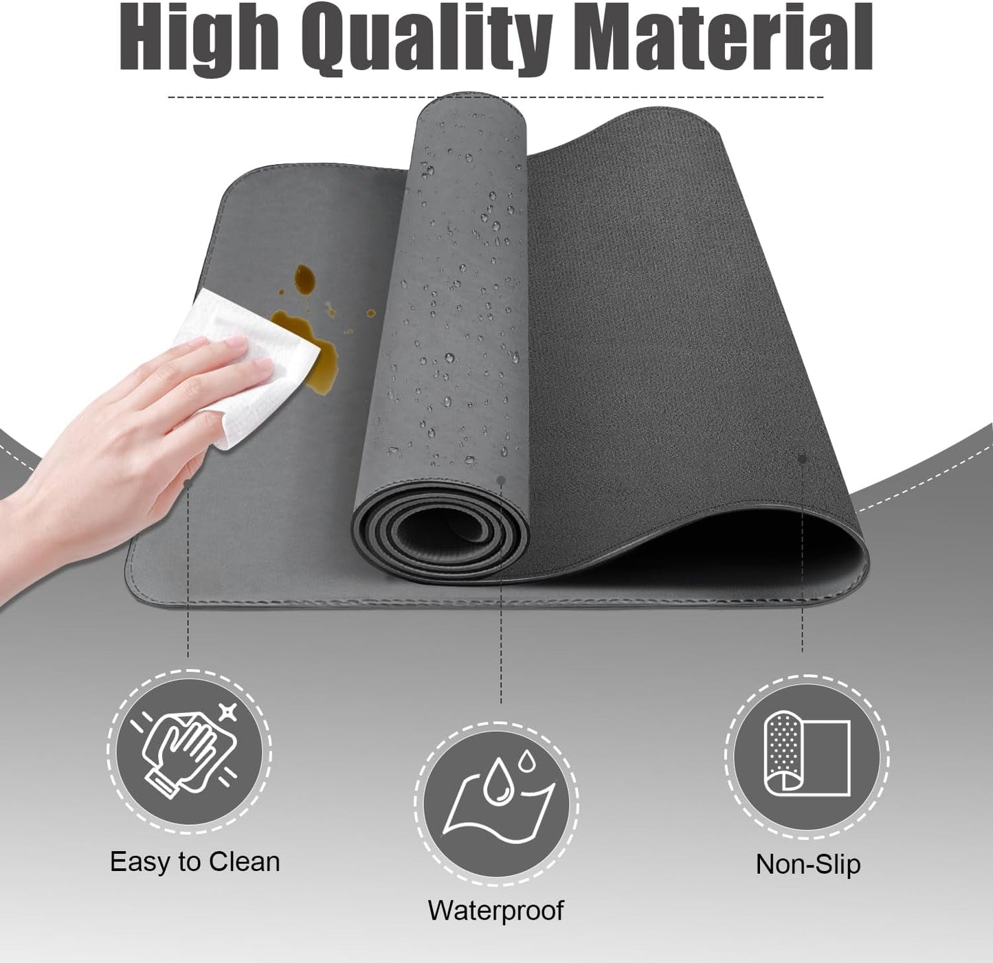 Leather Desk Pad Protector, 39.4'' X 17'' Large Mouse Pad, Office Desk Mat, Non-Slip PU Leather & Suede Base Desk Blotter, Laptop Desk Pad, Desktop Mat for Office Home, Dark Gray