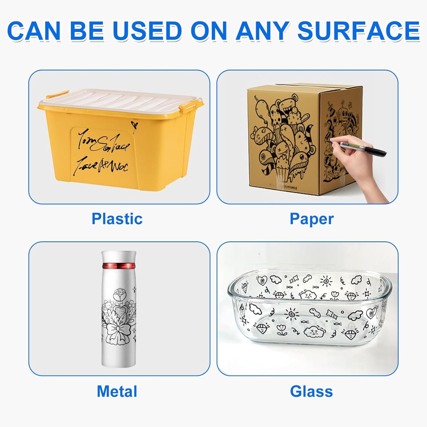 SFAIH 100 Black Permanent Markers Bulk -1s Quick Dry, Waterproof, Non-Fading, Durable, Fine Point Permanent Pens for Plastic Glass Metal Wood Paper, Office Supplies, Classroom Kitchen, Cargo Marking