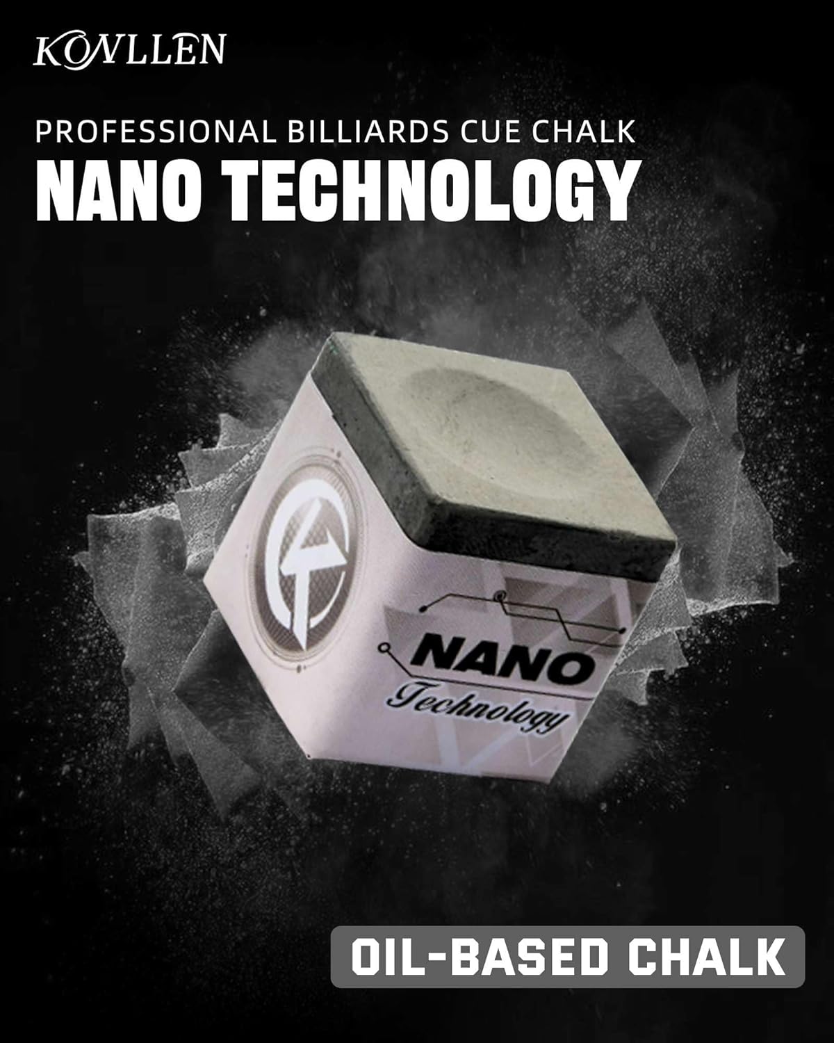 KONLLEN Pool Cue Chalk Nano Technology Billiard Chalk for Professional Tournament Dedicated Pool Chalk (Outstanding Performance, Reduce Miscue, Durable)