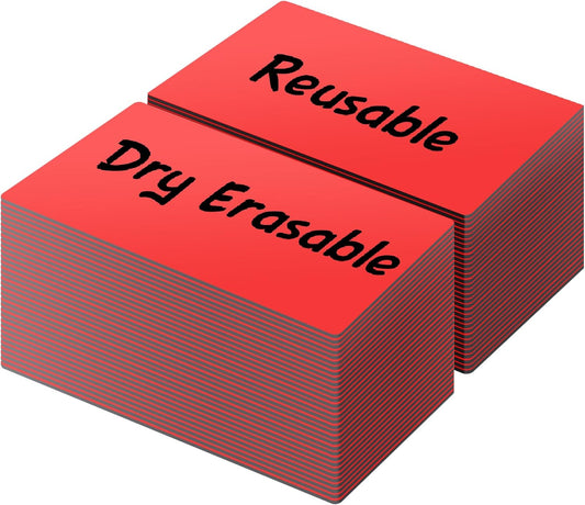LLPT Dry Erase Magnetic Labels 2" x 4" 50 Packs Blank Writable Magnet Stickers Reusable for Refrigerator Shelf Whiteboard Toolbox Craft and Other Metallic Surfaces Red (DML2040RD)