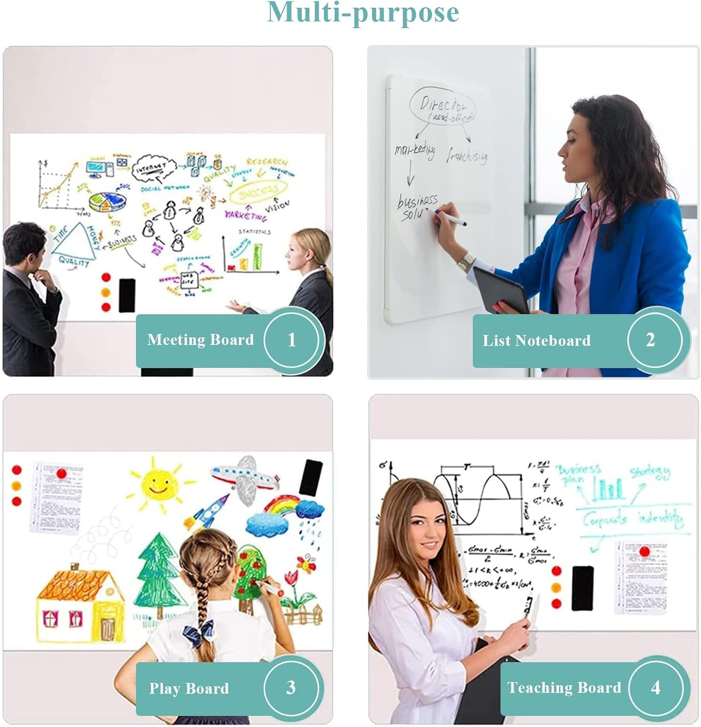 Magnetic Dry Erase Whiteboard Sticker, 47" x 60" Stick on Whiteboard for Wall, Dry Erase Board Peel and Stick for Kids, Office, Home, with Marker, Eraser and Magnets (Adhesive Backing)