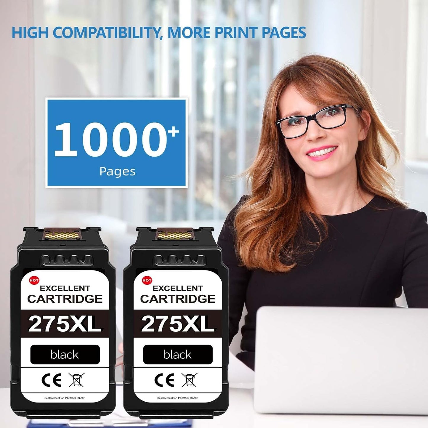 275XL Black Ink Cartridges (2-Pack)- Replacement for PG-275 Ink Cartridges for Canon Printers Compatible for TR4700 TR4720 TS3522 TS3722 TR4722 TS3500 TS3520 TS3720 TR4723 TR3700 TR4722