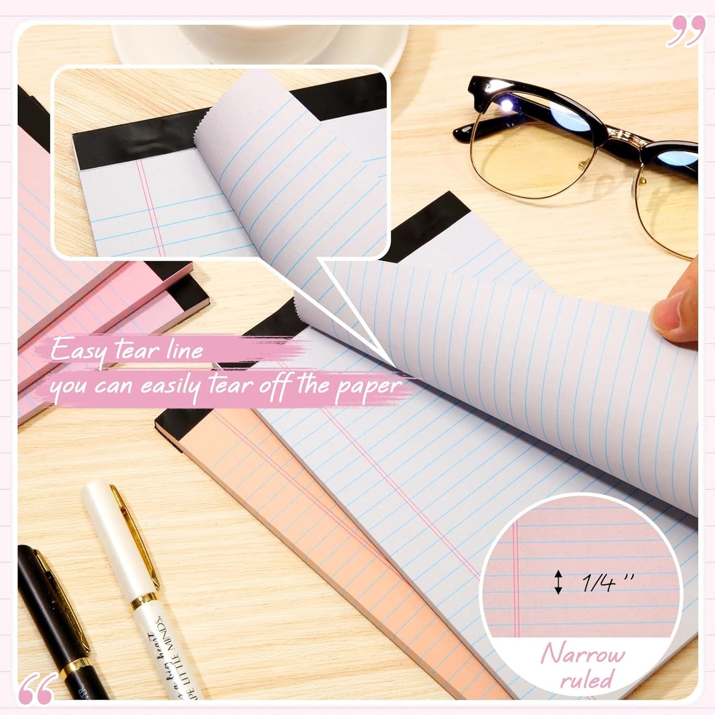 Fuutreo 12 Pcs 5" x 8" Legal Pad Writing Notepads 50 Sheets Small Legal Pad Narrow Ruled Multiple Color Lined Paper for School College Office Supplies Work (Pastel Colors)