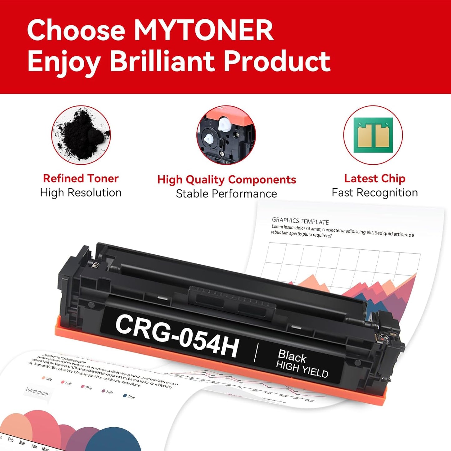 MYTONER 054H Black Toner Cartridge Compatible Replacement for Canon 054H 054 CRG-054H CRG-054 for Color imageCLASS MF644Cdw MF642Cdw LBP622Cdw MF641Cw Printer (1 Pack)