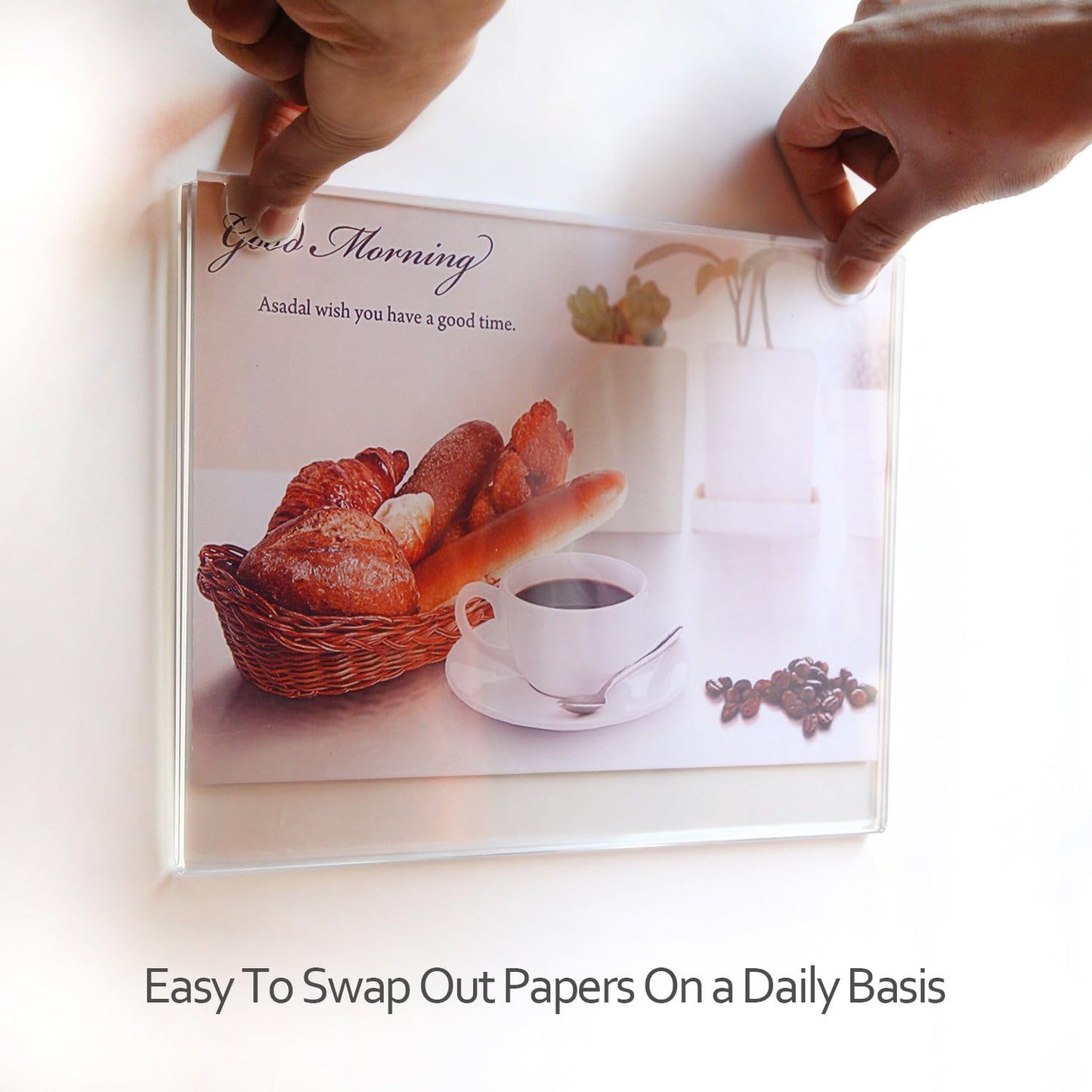 NIUBEE 6-Packs Acrylic Wall Sign Holder 8.5x11 Horizontal, Clear Plastic Picture Frames , Wall Mounted Design, Support No Drilling (Provide 3M Tape and Mounting Screws)