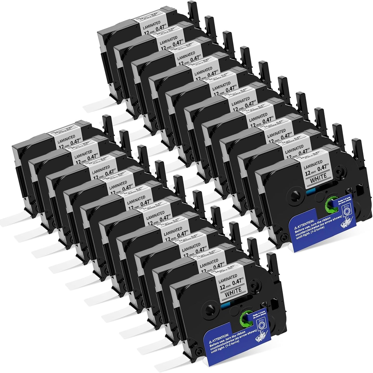 Replacement for P Touch Label Tape 12mm 0.47 Laminated White TZe-231 Compatible with Brother Label Maker Refills TZe231 TZ231 for PT-D200 PT-D210 H110 1280 2030, ½”(0.47”) x 26.2 ft. (8m), 20-Pack