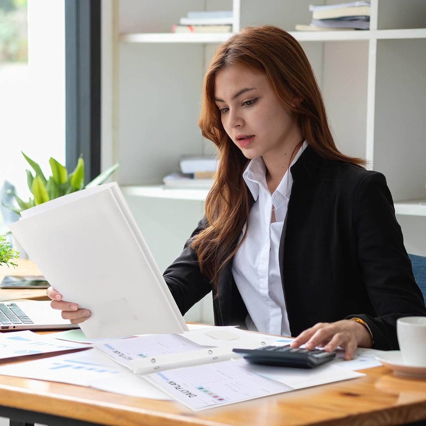 Patelai 48 Pcs Plastic Folders with 2 Pockets and 3 Prongs Home Folders with Card Slot Letter Size Heavy Duty Report Covers for Back to School(White,Classic)