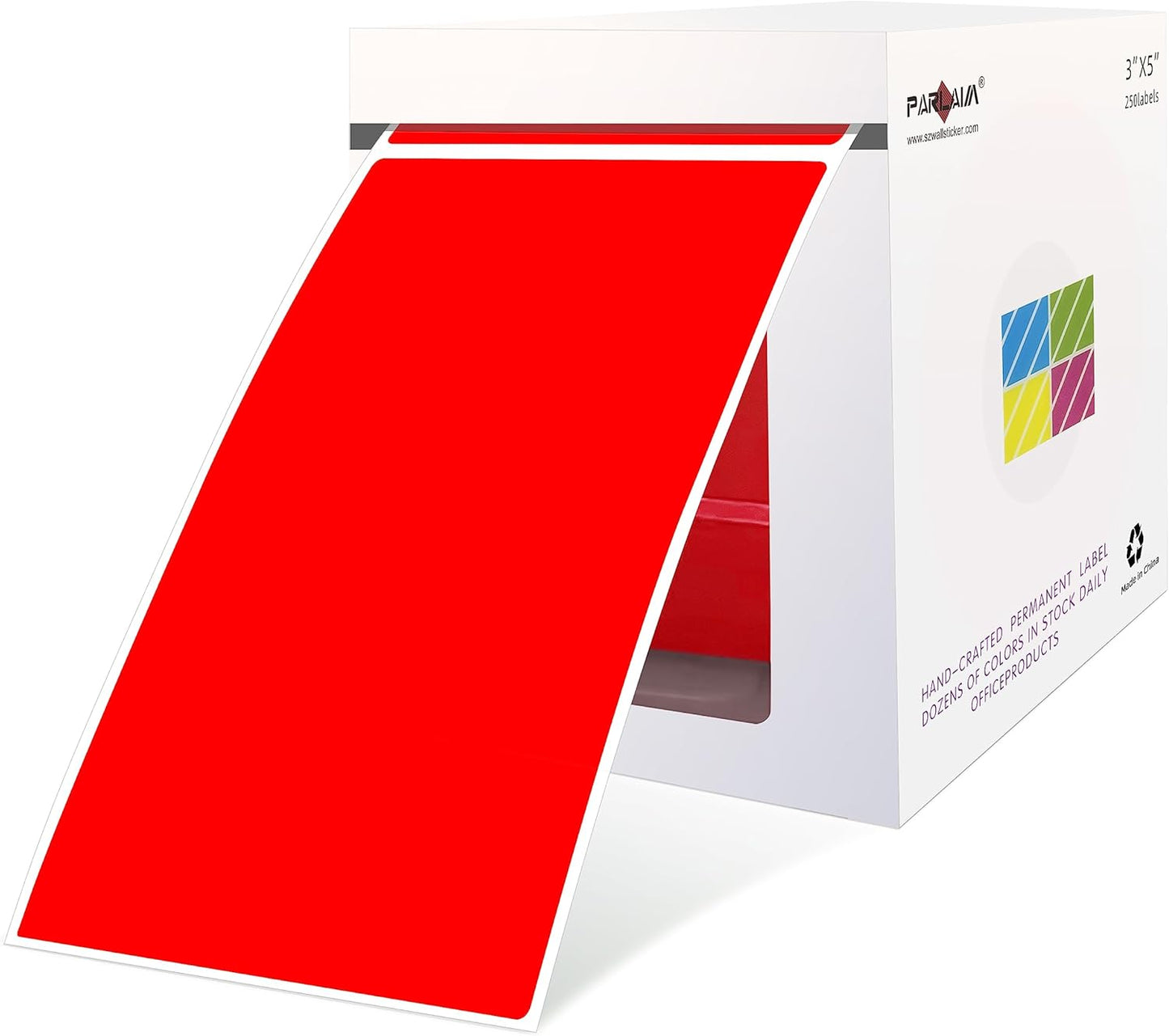 PARLAIM 3 X 5 Red Square Color Coding Stickers, Permanent Adhesive Rectangular Color Coded Inventory Labels 250pcs for Name Tags Moving Box