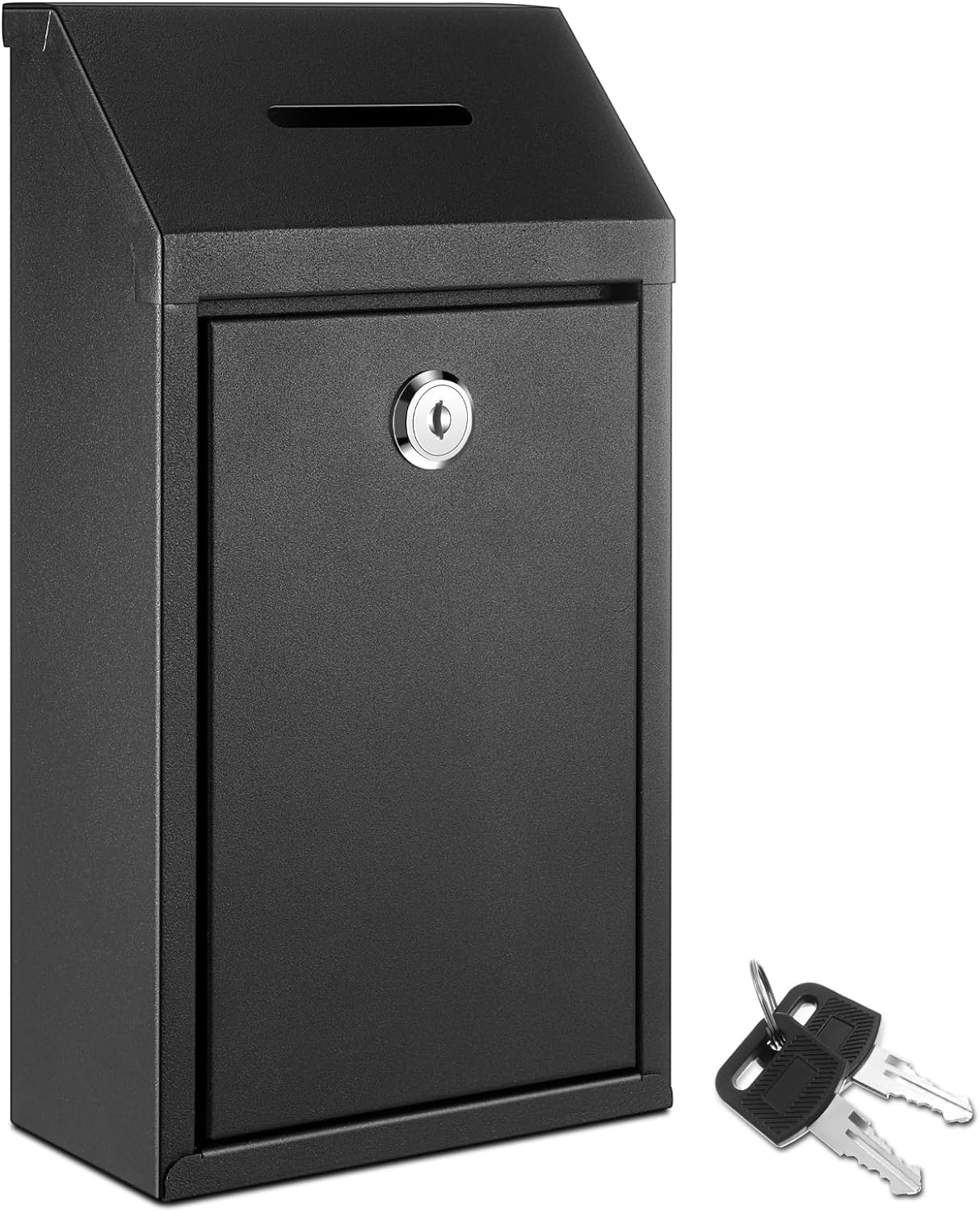 Metal Donation Cash Box Collection Safe Suggestion Box with Lock Wall Mounted Mailbox Delivery Ballot Container for Home Office Outdoor Door