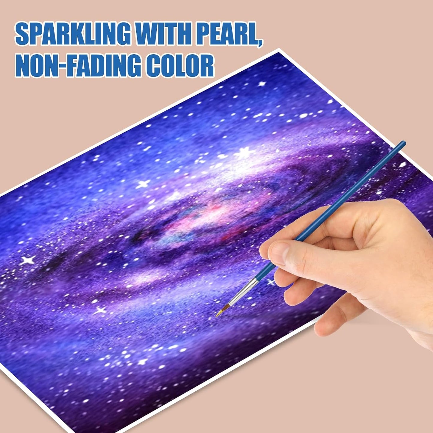 Mini Glitter Watercolor Paint Set with Paper, 24 Colors Shimmer Metallic Watercolour Painting Sets, Solid Pearl Water Color Paints for Adult, Kids, Purple 1ml Trial Pack(Mysterious Nebula)