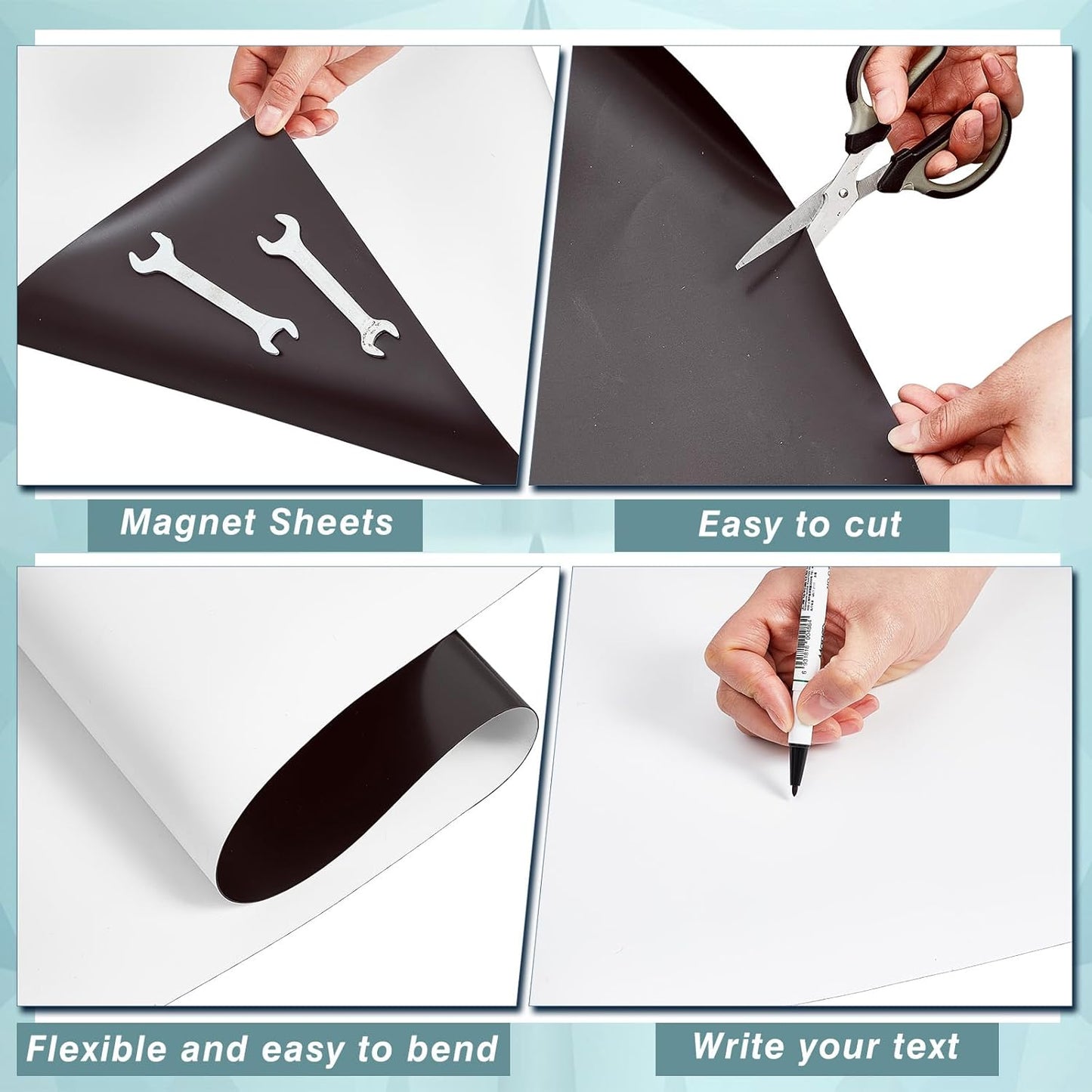 Amylove Blank White Surface Magnet Sheets 24 Inch x 5 Feet, 30 Mil Magnetic Roll Printable Flexible Vinyl Blank Magnetic Sign Sheet Safe for Vehicles DIY Craft Project