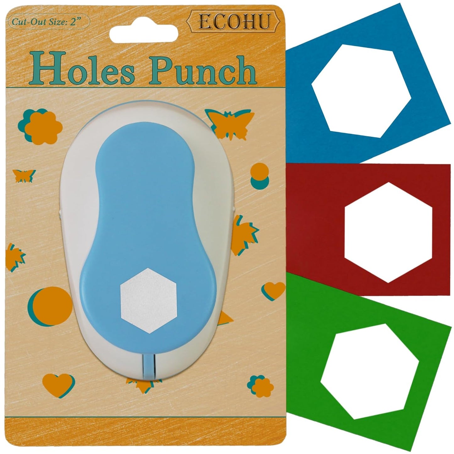 Hexagon Punch for Craft, Cut Size Out 2-Inch, Tool Hexagon Paper Punch for Scrapbook, Festival Cards,Craft Greeting Card Making, DIY Arts