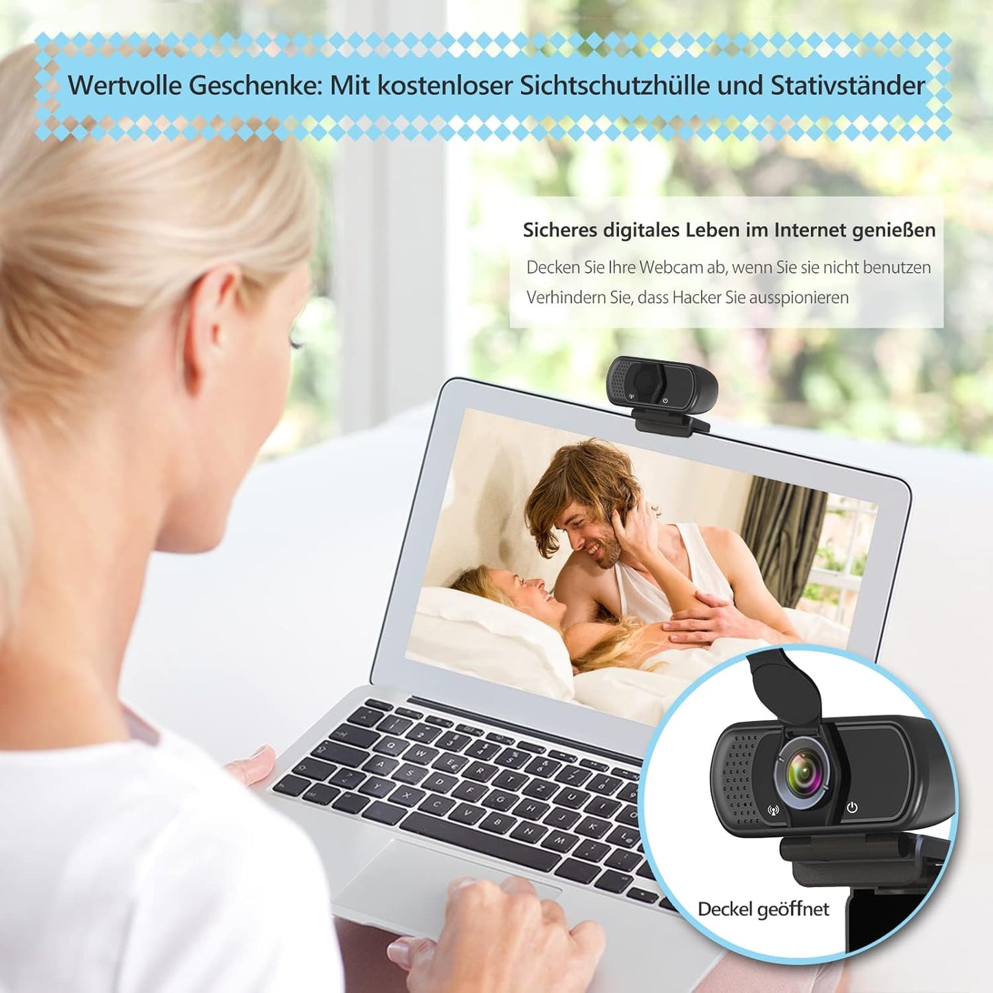 ToLuLu 1080P Webcam with Microphone, HD Webcam Web Camera with Tripod Stand, Widescreen USB Computer Camera, Streaming Mic Web cam for Online Calling/Conferencing,Facetime/YouTube Desktop Laptop PC