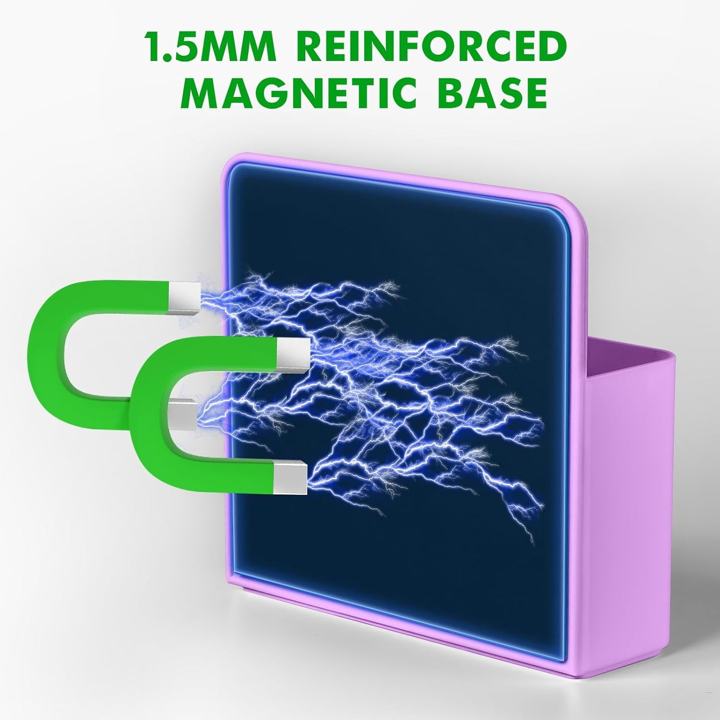 2 Pcs Magnetic Dry Erase Marker Holder for Whiteboard, Plastic Magnetic Pen Holder for Refrigerator Fridge, Magnet Pencil Cup for School Classroom, Locker Accessories,Pen Cup Organizer-Purple