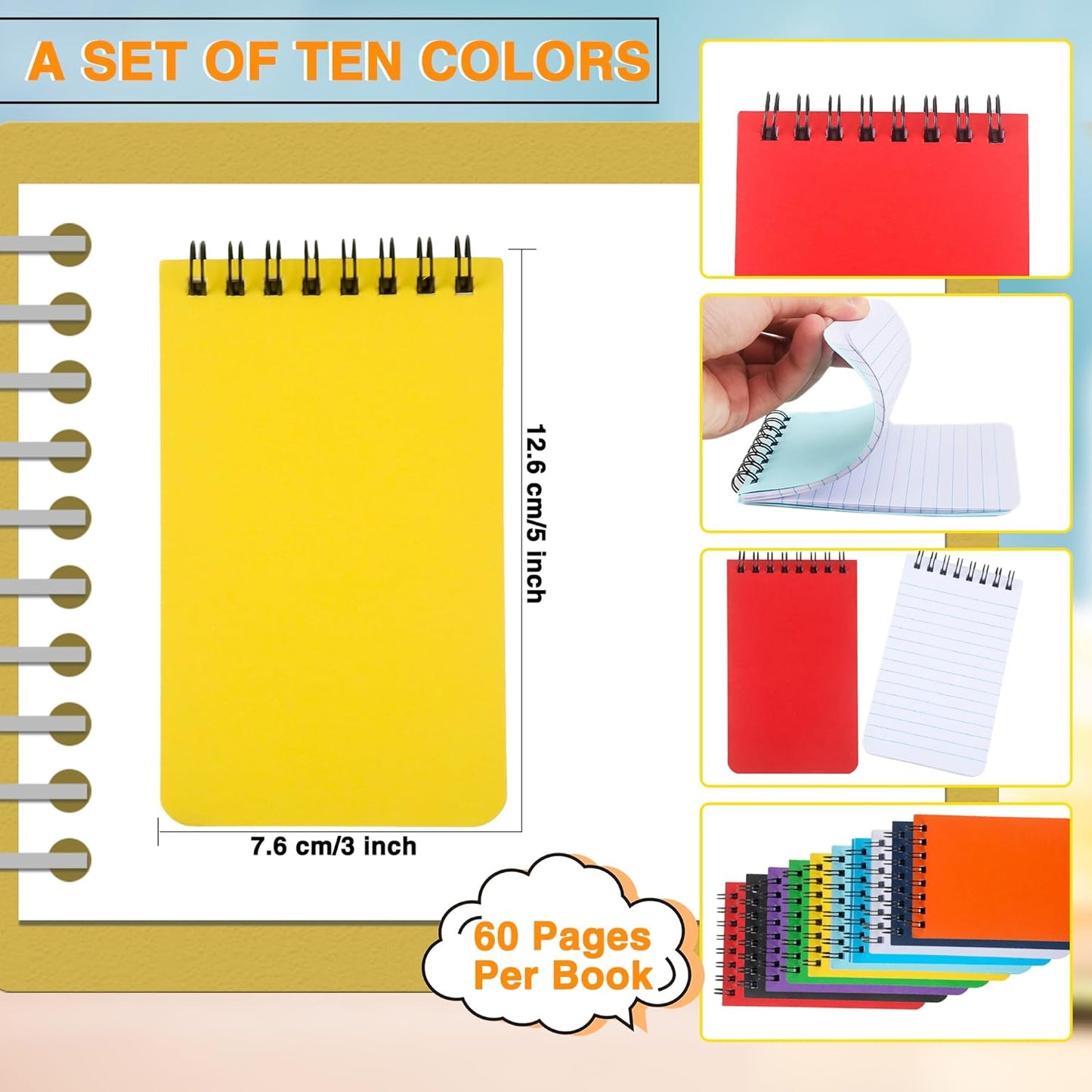 20 Pcs Pocket Notebook Spiral Steno Pads A7 Mini Notepads with Lined Pages for Kids Adults Outdoor Home Office School, 3 x 5 Inch