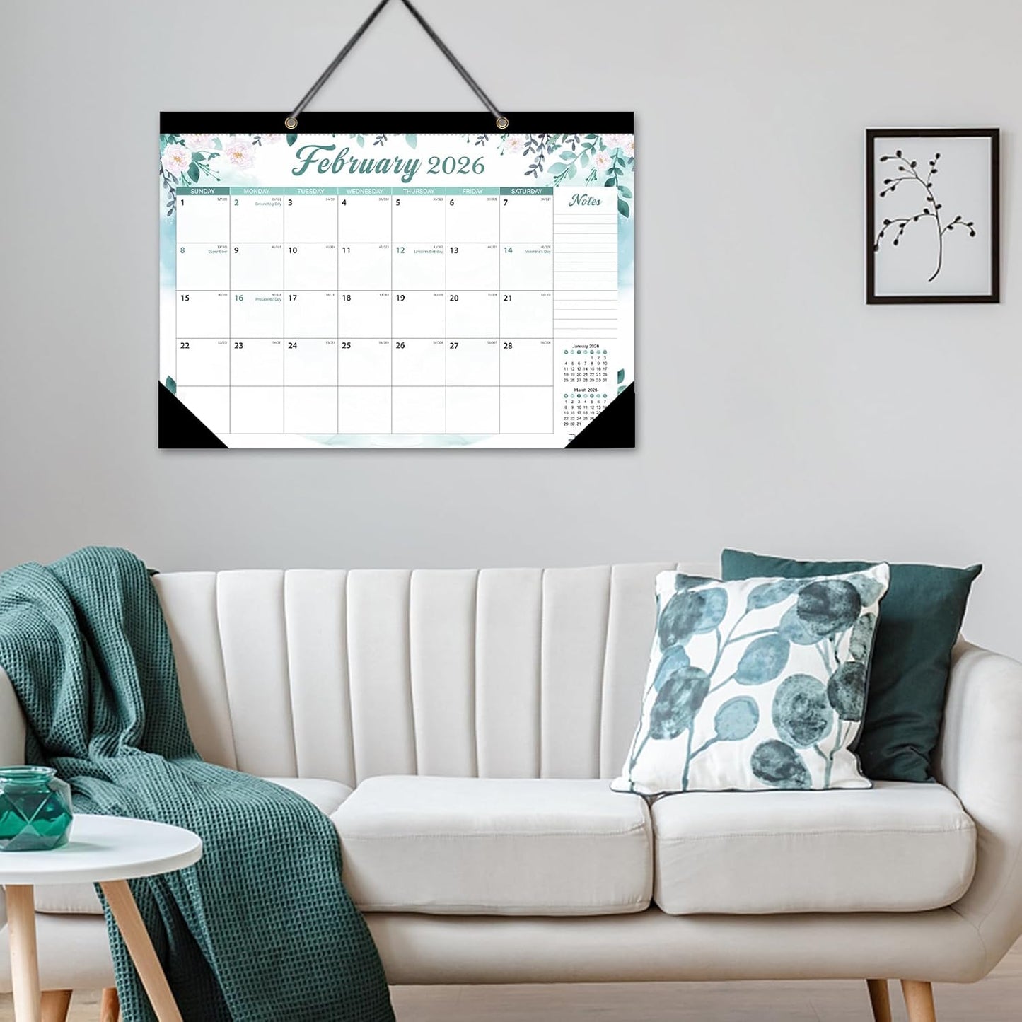 Desk Calendar 2025-2026 Julian Date July 2025 to December 2026, 18 Month Calendar Large 17"x12" Student/Teacher/School Desk/Wall Hanging Calendar (Floral)