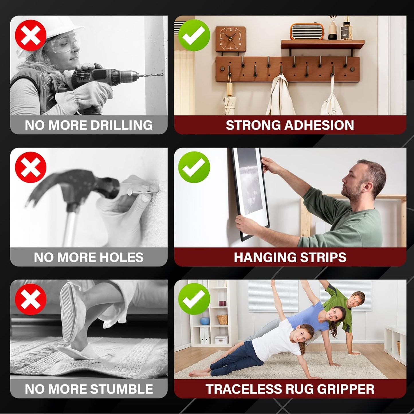 50 Pcs Heavy Duty Double Sided Tape, 1x4 in Rectangles Removable Nano Tape, Transparent Multipurpose Mounting Tape for Home and Office